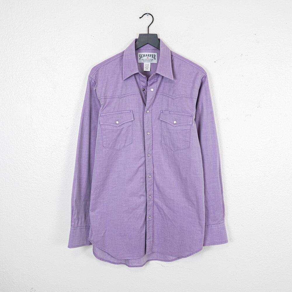 Schaefer Outfitter Western Pearl Snap Shirt Purple Size Large
